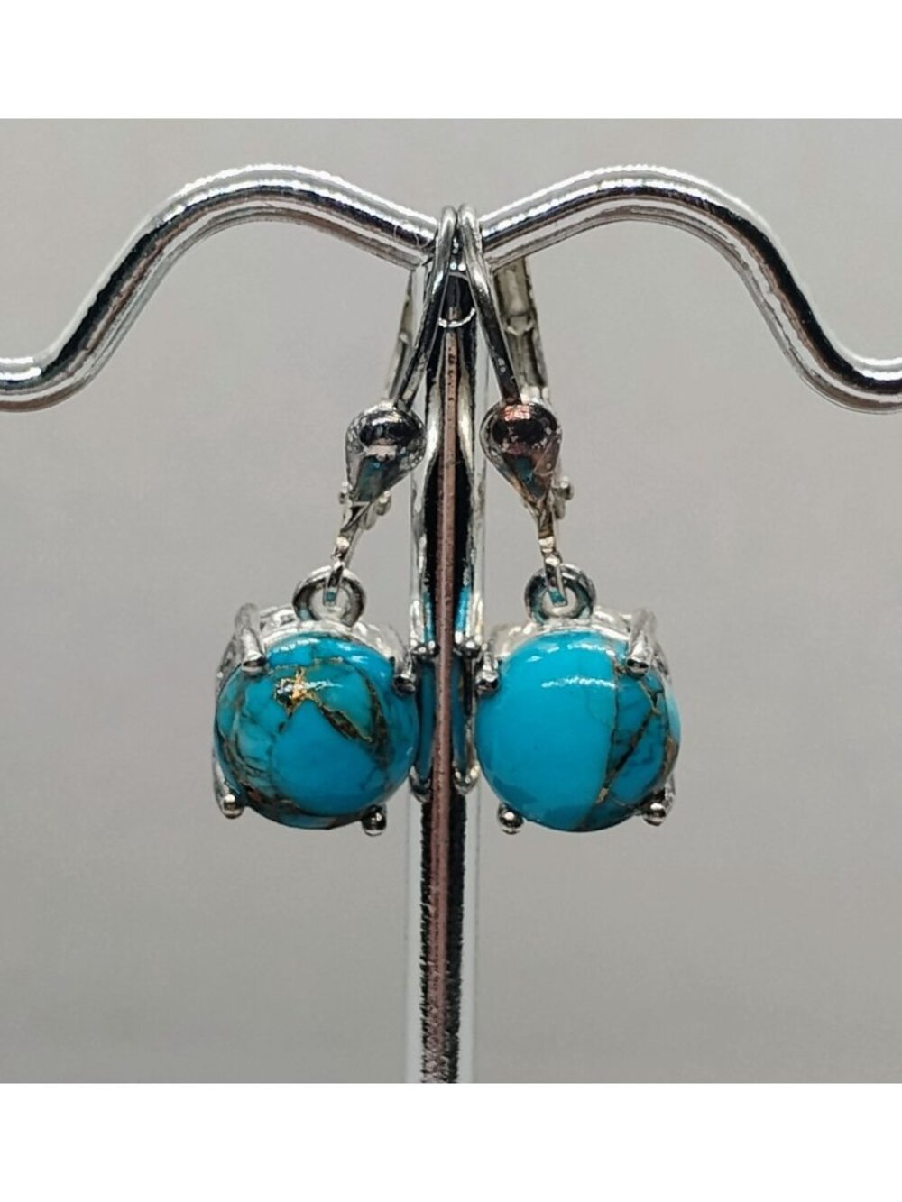 D'Joy 925 Sterling Silver Sleeping Beauty Turquoise Dangle Earrings